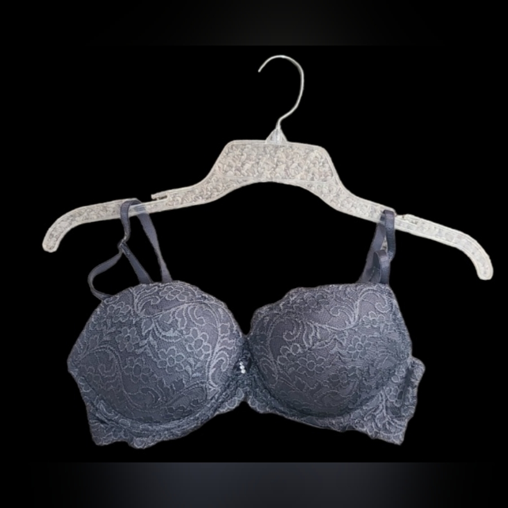 Grey Lace Underwire Bra Sz 34C